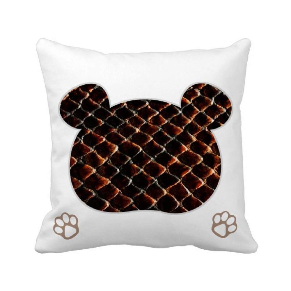 Housse de coussin peau de serpent noir foncé écaille ours carrée