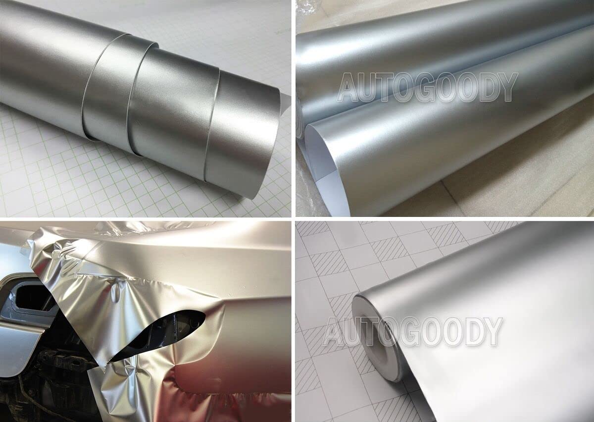 NewL Película de Vinilo metálico Satinado Mate de para Coche, sin Burbujas de Aire, Accesorios para Motocicleta (Plata, 50 cm x 150 cm)