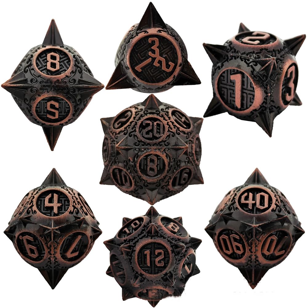 Opaeroo B Skeleton D&D Metal Dice Trpg Dnd Dice Set 7 Pcs Polyhedral Dice Games Set For Rpg,Mtg,Pathfinder