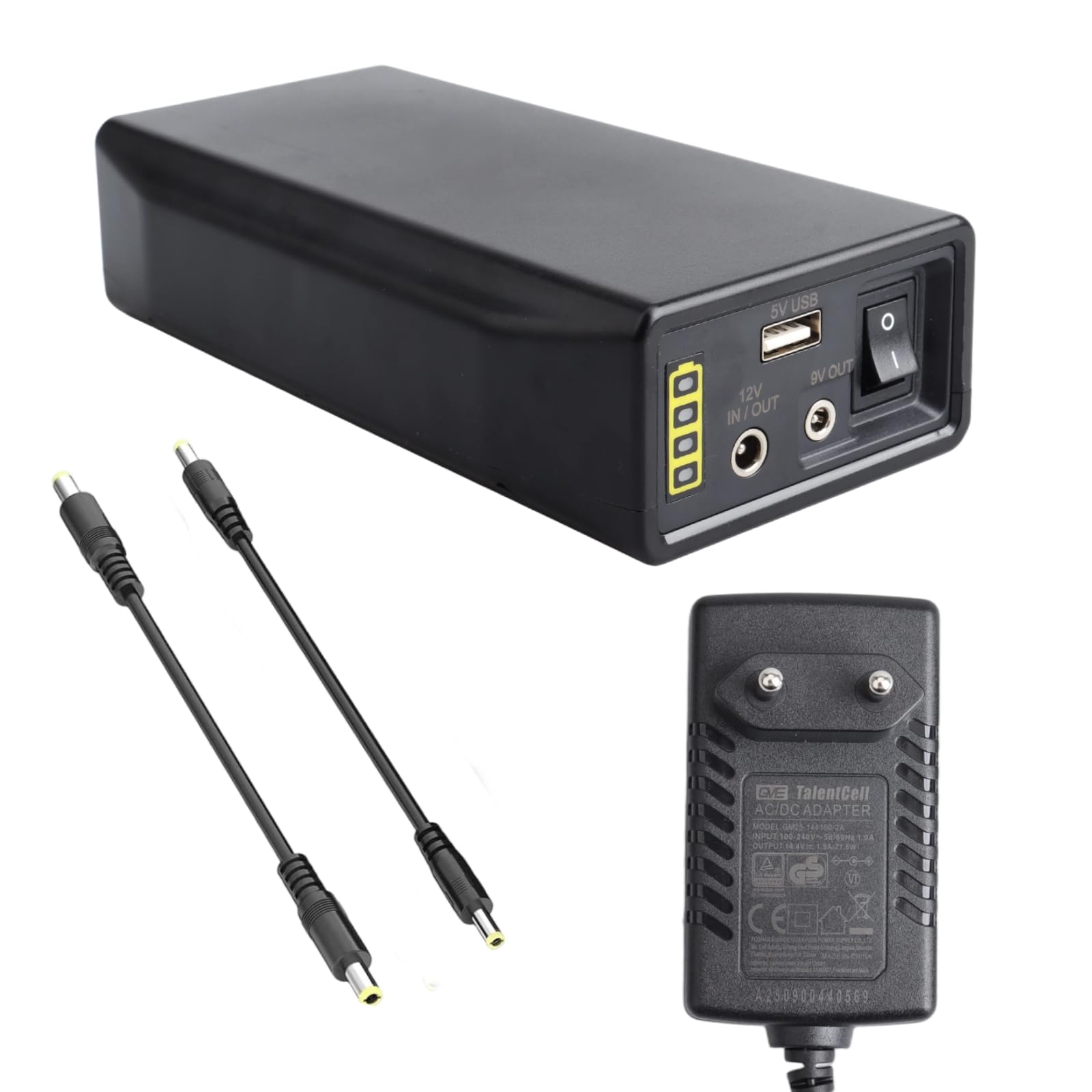 Batteria LiFePO4 12,8V 6000mAh 76,8Wh Ricaricabile Litio Ferro Fosfato con Uscite 12V/9V DC & 5V USB, Powerbank Portatile per Strisce LED, Telecamera CCTV, Router e Altro