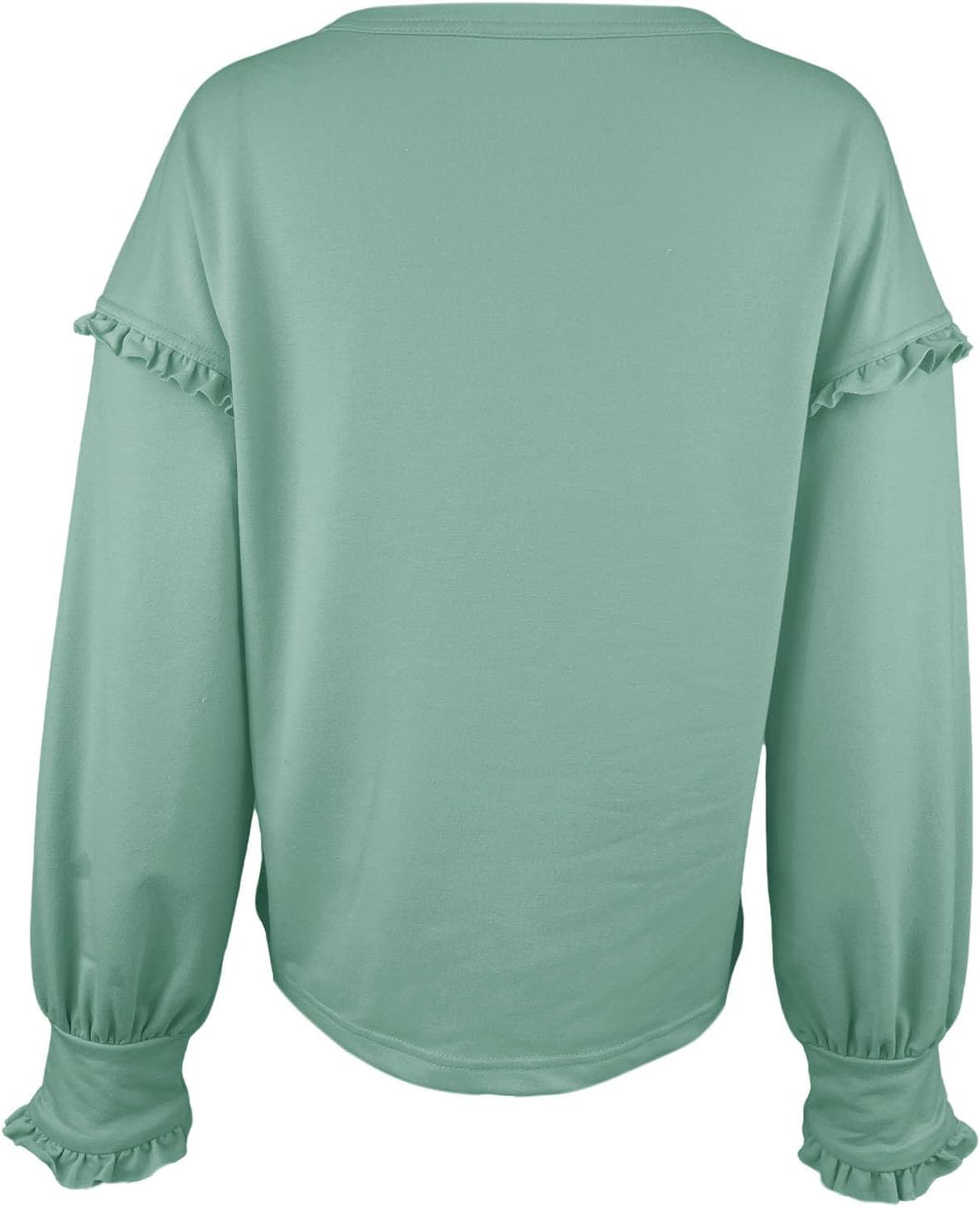 Sunborui Women's Long Sleeve Ruffled Crew Neck Sweatshirt Casual Cute Oversized Pullover Tops with Pocket - Image 5