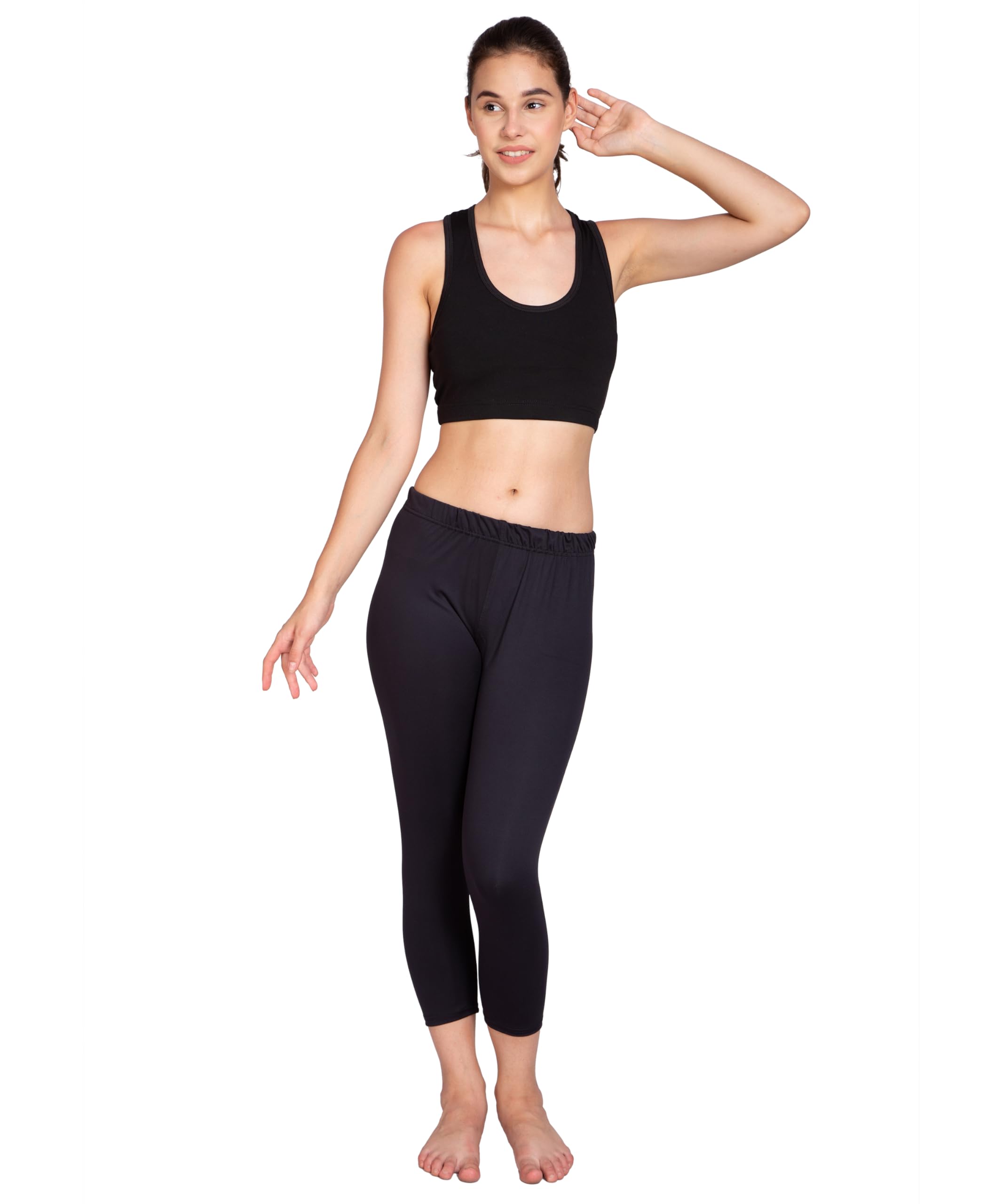 Non Padded Full streachble Swim wear/Yoga wear/Running All Sports Type top with Capri for Women and Girls