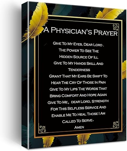 Arte de pared inspirador para la oración de un médico, impresiones sobre lienzo para decoración de pared del hogar, obras de arte enmarcadas,