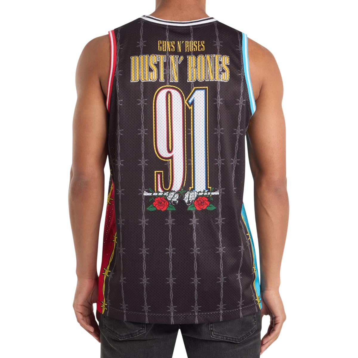 Amplified - Maillot de Basket Dust N Bones - Homme (2XL) (Noir/Rouge/Bleu)