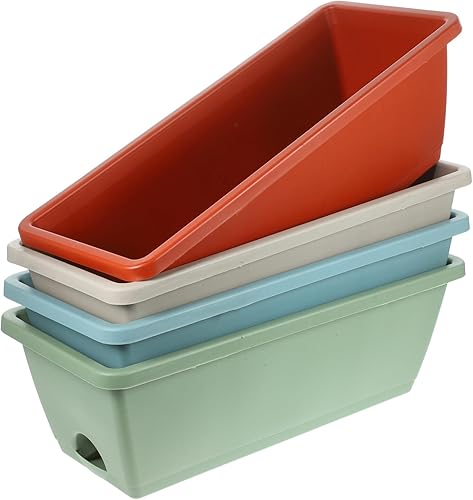 SEWACC 4 juegos de cajas de marco de ventana para el hogar, macetas para plantas al aire libre, macetas rectangulares para plantas al aire libre,