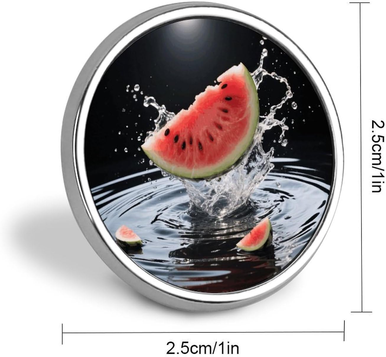 Aluminum Alloy Lapel Pin Round Backpack Pins, Watermelon Slice image 2