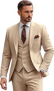 3 Piece Suit for Men Mens Suit 3 Piece Suits Men Slim Fit Single Breasted Two Button Peak Lapel Blazer Vest Pants Set