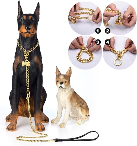 Miniatura 4 de WW Lifetime Collar de cadena de oro para perro collar de perro dorado con cierre de anillo 0591in 0394in 18 quilates collar de cadena de eslabones