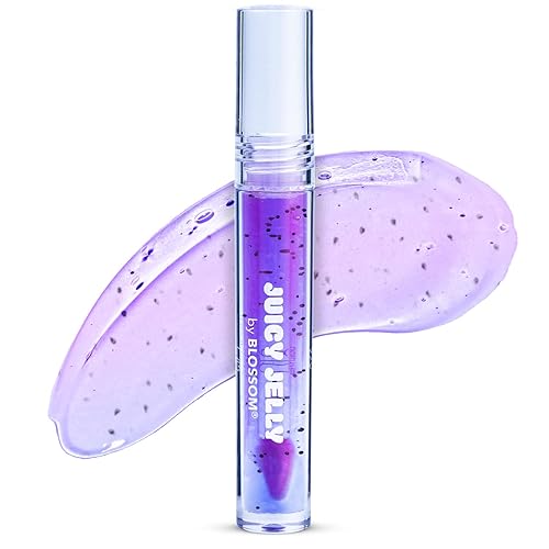 Blossom Juicy Jelly - Aceite de labios nutritivo con sabor a frutas y aplicador de varita para pies, 0.09 onzas líquidas, uva