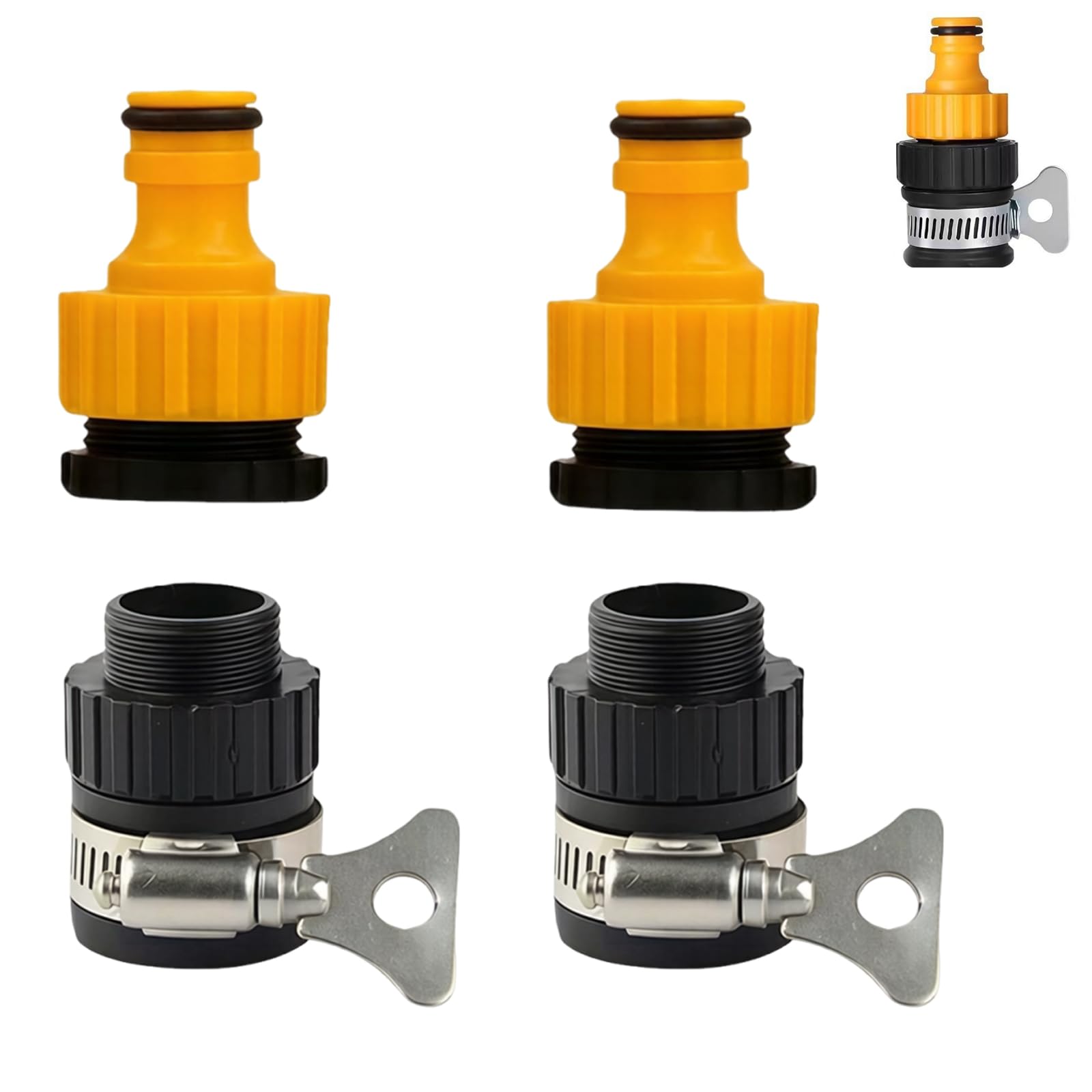 2 Sets Universal Tap Connector for Hose Pipe with Yellow Pacifier and Sink Hose Adapter, Kitchen Tap Hose Connector, for Garden Watering Car Washing Pet Bathing Patio Cleaning