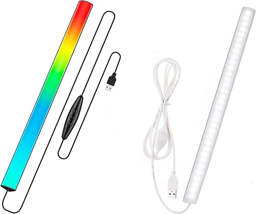 JUSJUBR Iluminación blanca fría de 12 pulgadas para debajo del gabinete y luz de juego RGB