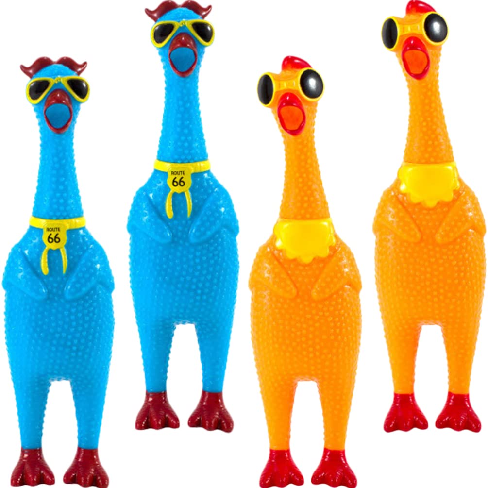 Alasum 4 Pcs Screaming Chicken Rubber Squaking Chicken Squeeze Chicken Chicken Noisemaker Novelty Gadget Joke and Gag for Kids Party Favor