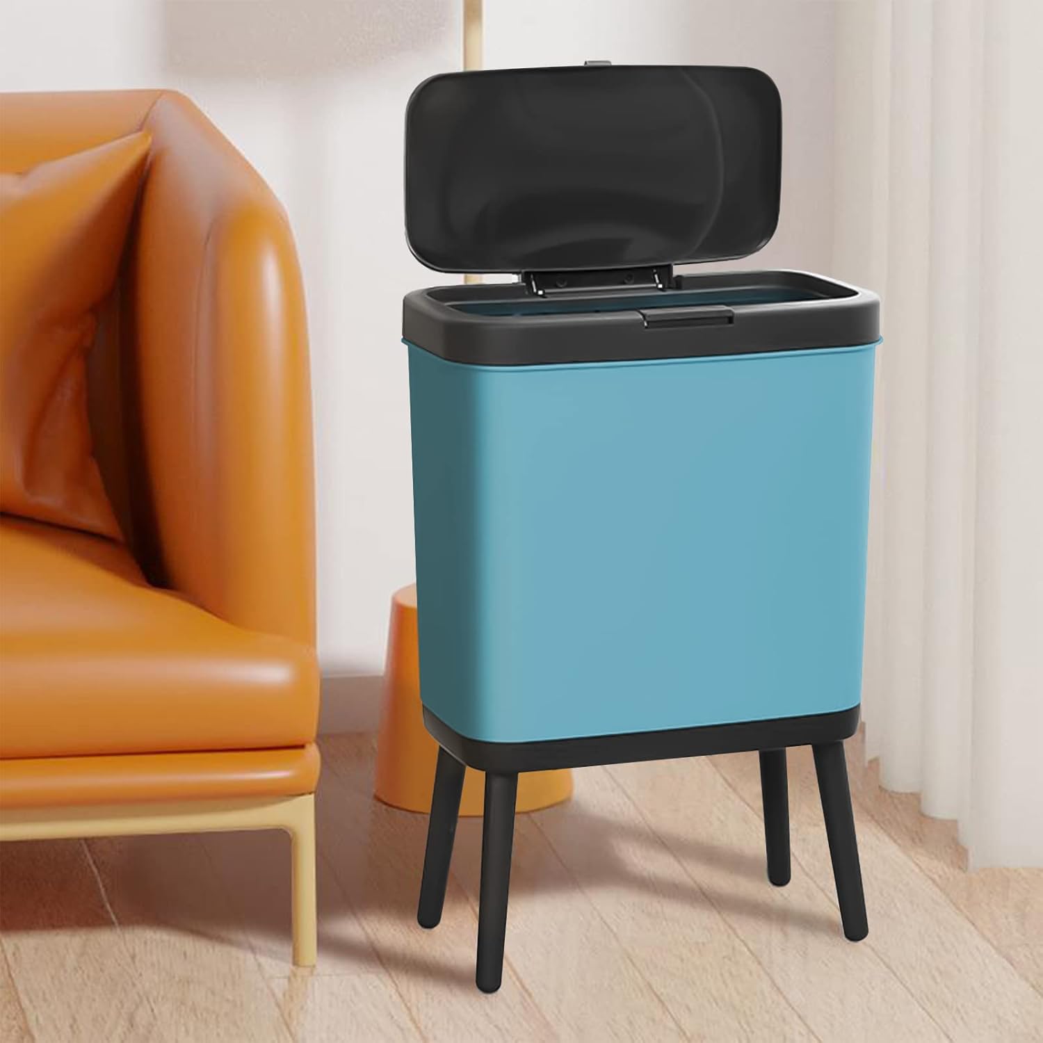 Procade Trash Can with Lid, Plastic Garbage Can with Push Button