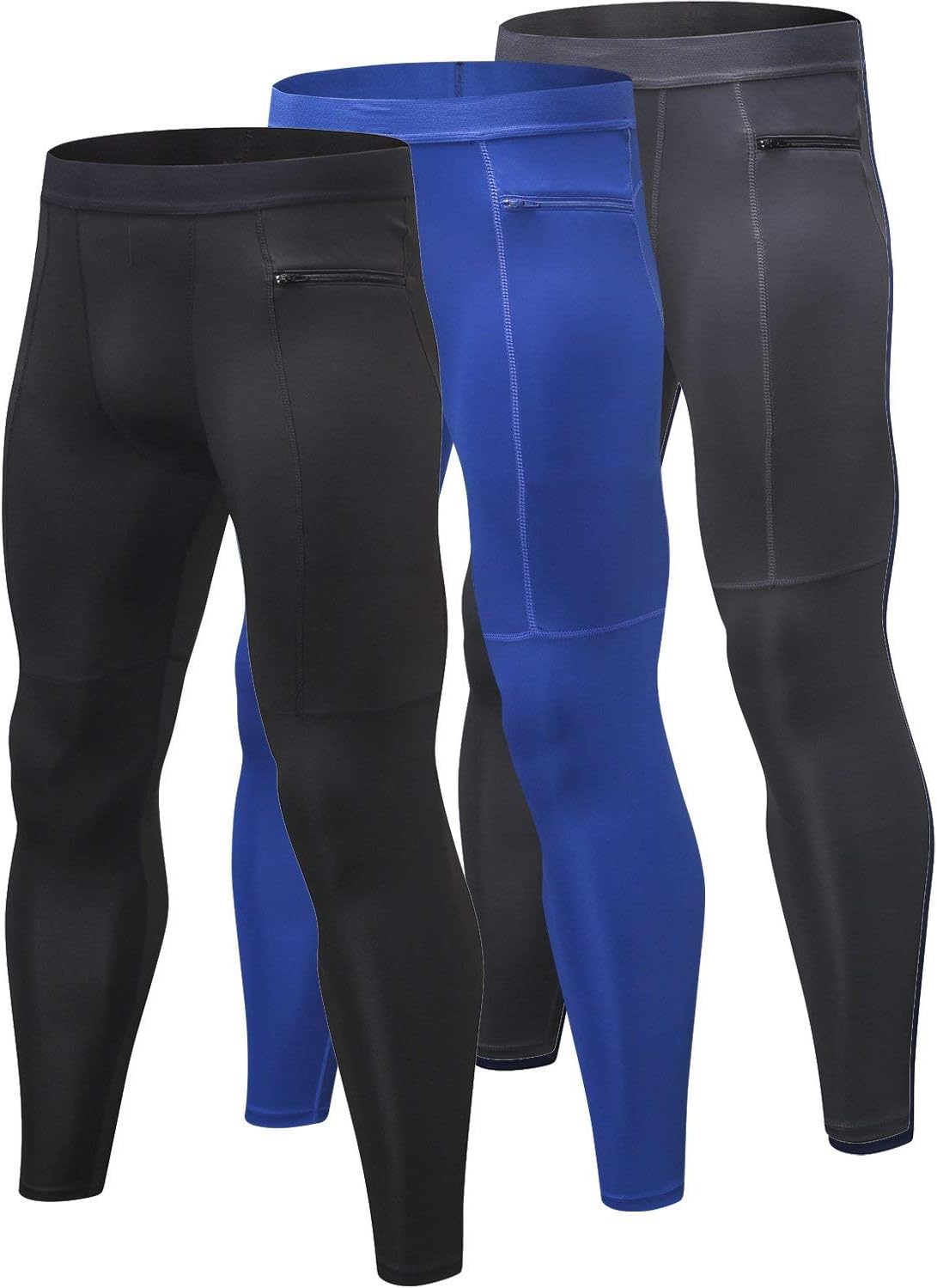 SANANG Compression Pants for Men Cool Dry Baselayer Sports Training Tight Leggings 3 Pack
