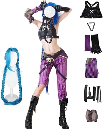 Anime Cosplay Women Halloween Full Costume with Blue Wig