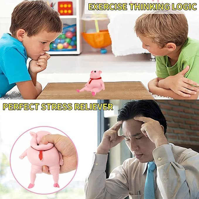 Miniatura 6 de Juguete de cerdo rosa para el estrés, divertido y lindo juguete blando de cerdo rosa, juguete de cerdo elástico para el estrés, juguete para aliviar