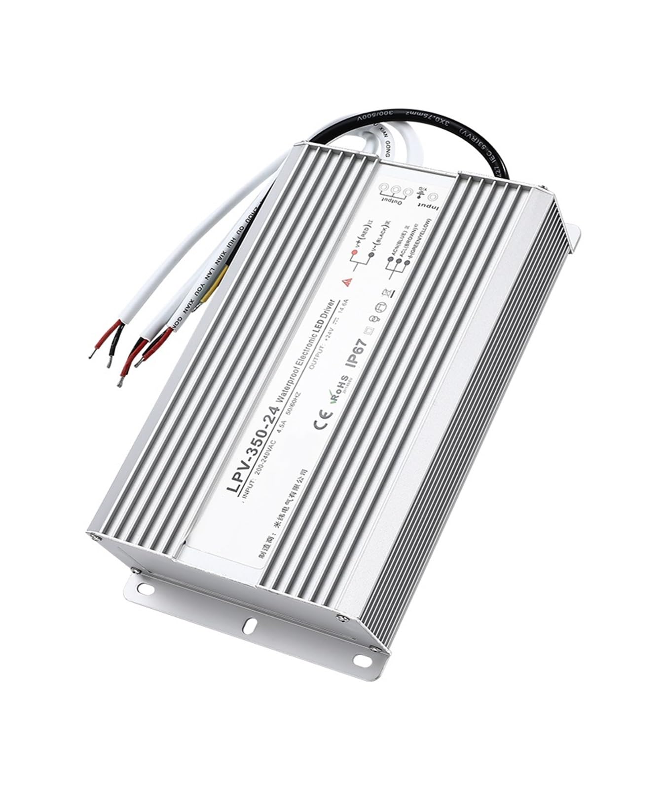 BALYDLUL Switching Power Supply LPV 300W 350W AC-DC 12V 24V 36V 48V IP67 Constant voltage LED Driver Lighting Transformer(300W 24V 12.5A)