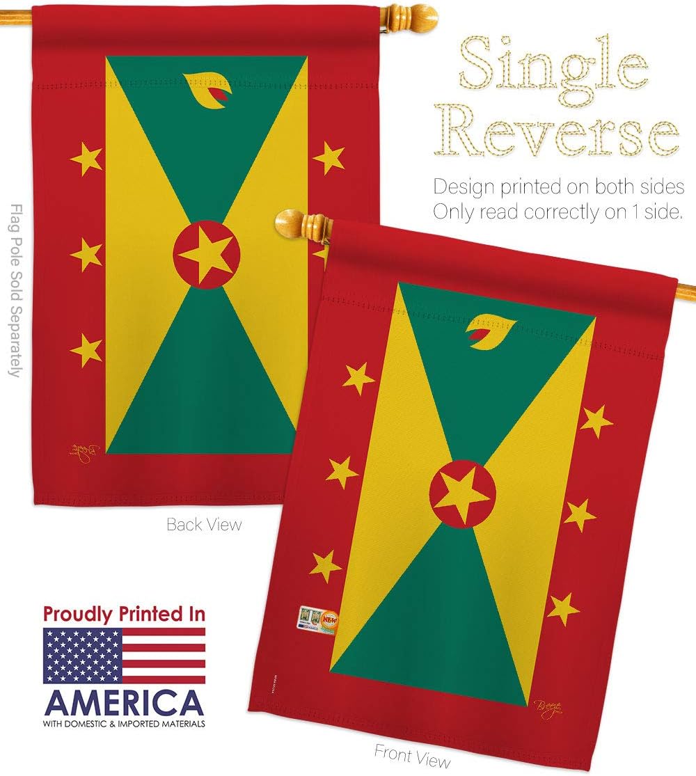 Grenada House Flag Regional Nationality Nation International World Country Particular Area Small Decorative Gift Yard Banner Made In USA 28 X 40