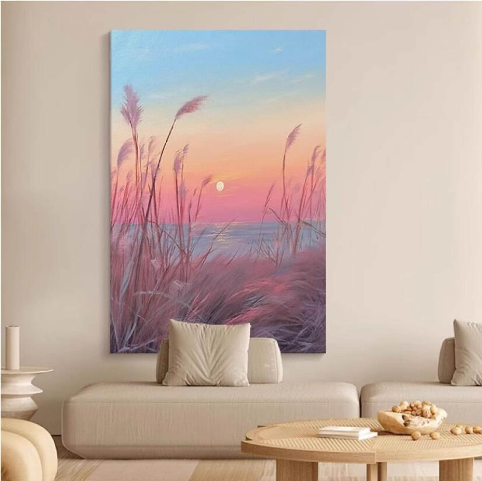 Peinture à l'huile moderne abstrait lever du soleil toile salon chambre
