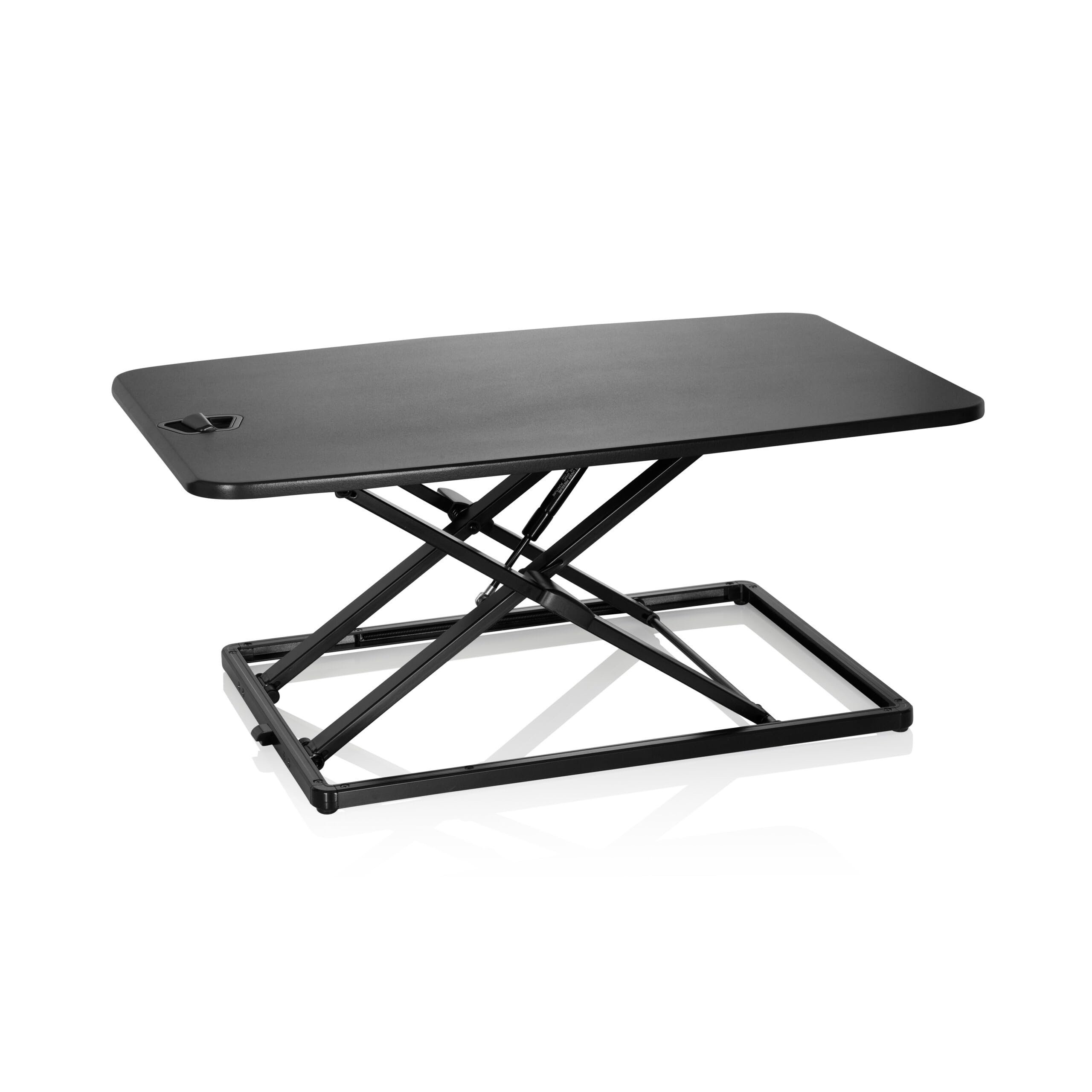 hjh OFFICE 802100 Sitz-Steh Schreibtischaufsatz VM-SA Alu 79,5 x 50 cm Aufsatz für Schreibtische, höhenverstellbar mit Gasfeder