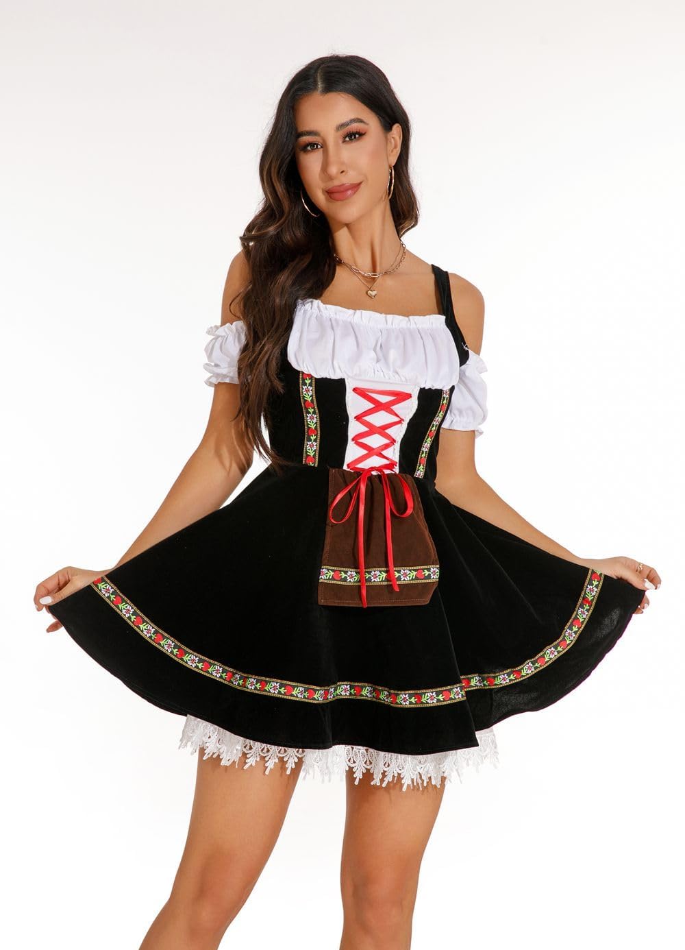 Oktoberfest Costumes Women Velvet Off Shoulder German Oktoberfest Dress for Halloween Carnival October Festival Costume - Image 6