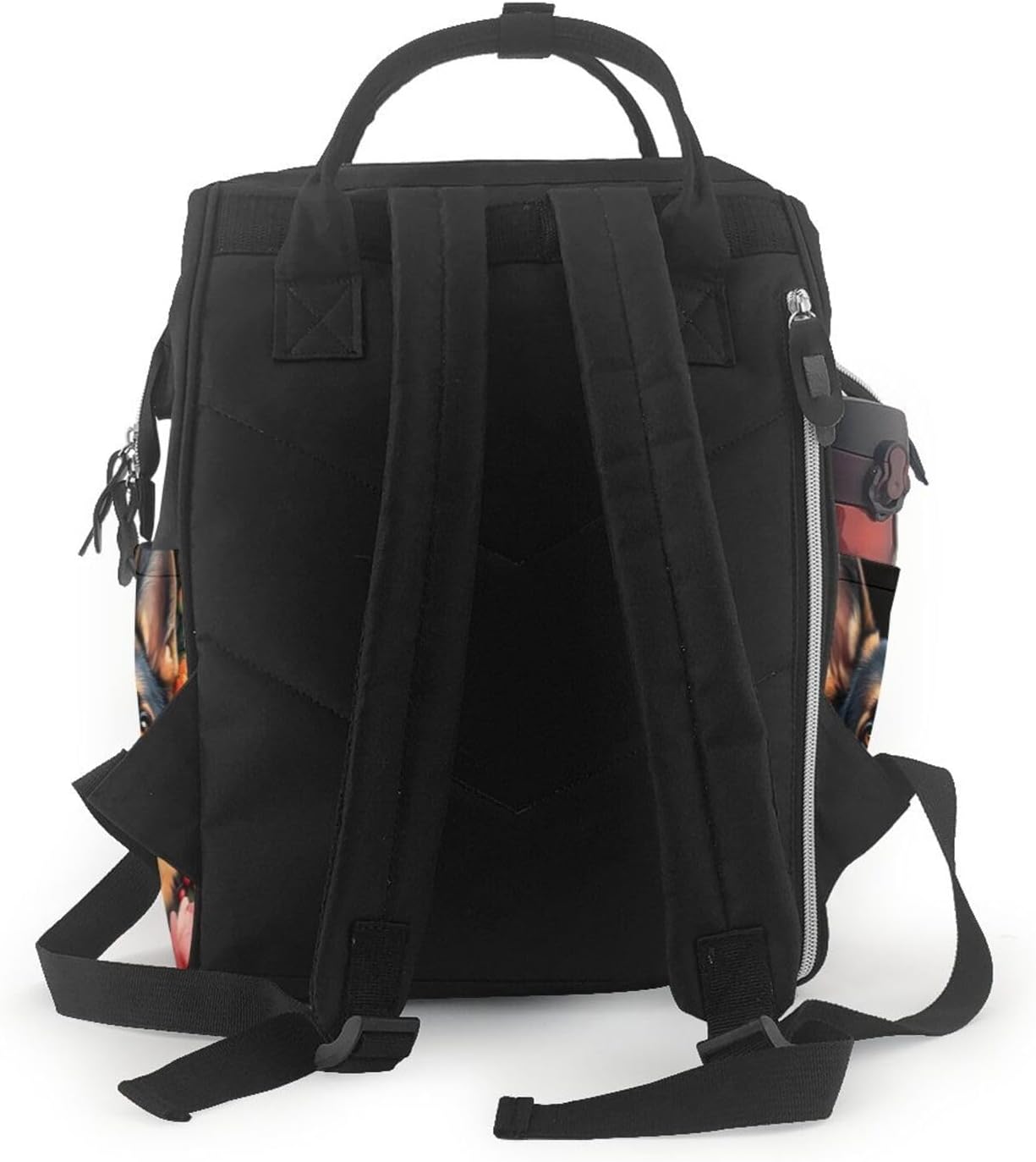 Colorful Flower German Shepherd Pattern Diaper Bag Backpack Multifunctional Baby Bags for Baby Girls & Boys Large Capacity Travel Diaper Bags for Moms and Dads