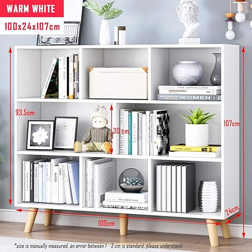 Miniatura 41 de IOTXY - Estantería baja, organizador de madera, 3 niveles con base, estantería horizontal, 10 cubos, color blanco cálido Blanco cálido,Azul