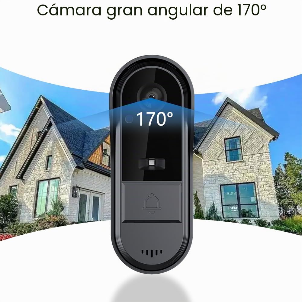 Timbre Inalámbrico con Cámara 1080P IP65 Impermeable Videoportero Inalambrico Exterior con Pantalla de 4,3", Angular de 170°, Visión Nocturna, Video Timbre Casa, Conexión Bluetooth, sin WiFi ni App