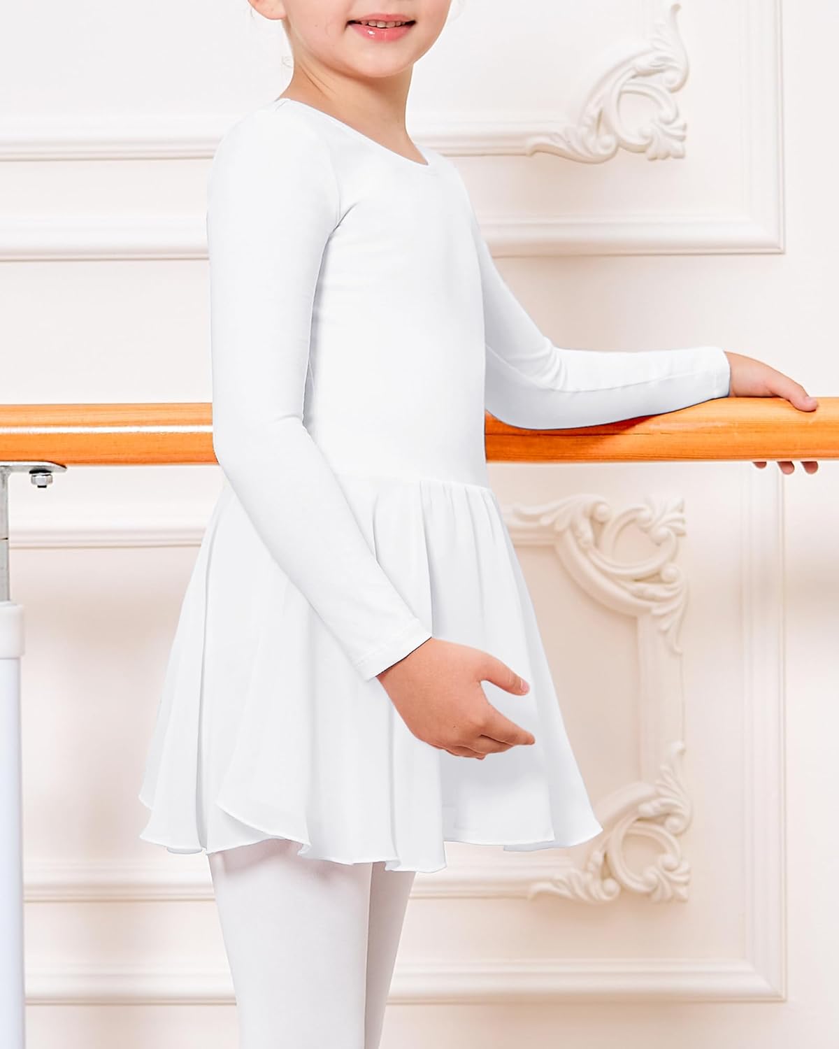 Stelle Ballet Leotards for Girls Long Sleeve Toddler Dance Leotard Outfits with Skirt Classic(Little/Big Kid) - Image 4
