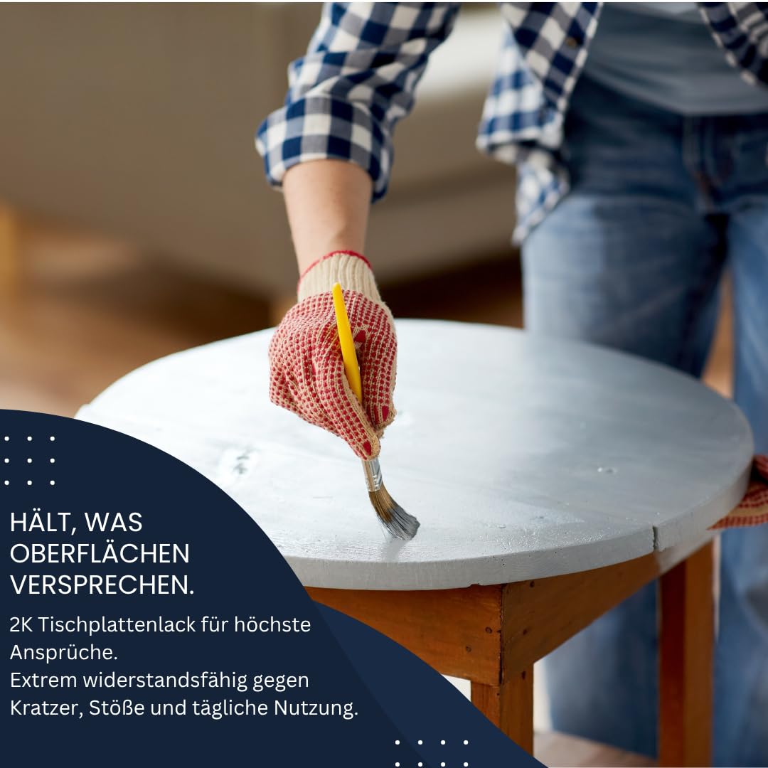 Contura 2K Hartlack Tischplattenlack Seidenmatt Color Set 2 Komponenten Farbe Thekenlack Buntlack (RAL 7016 - Anthrazit Grau, 750ml.)