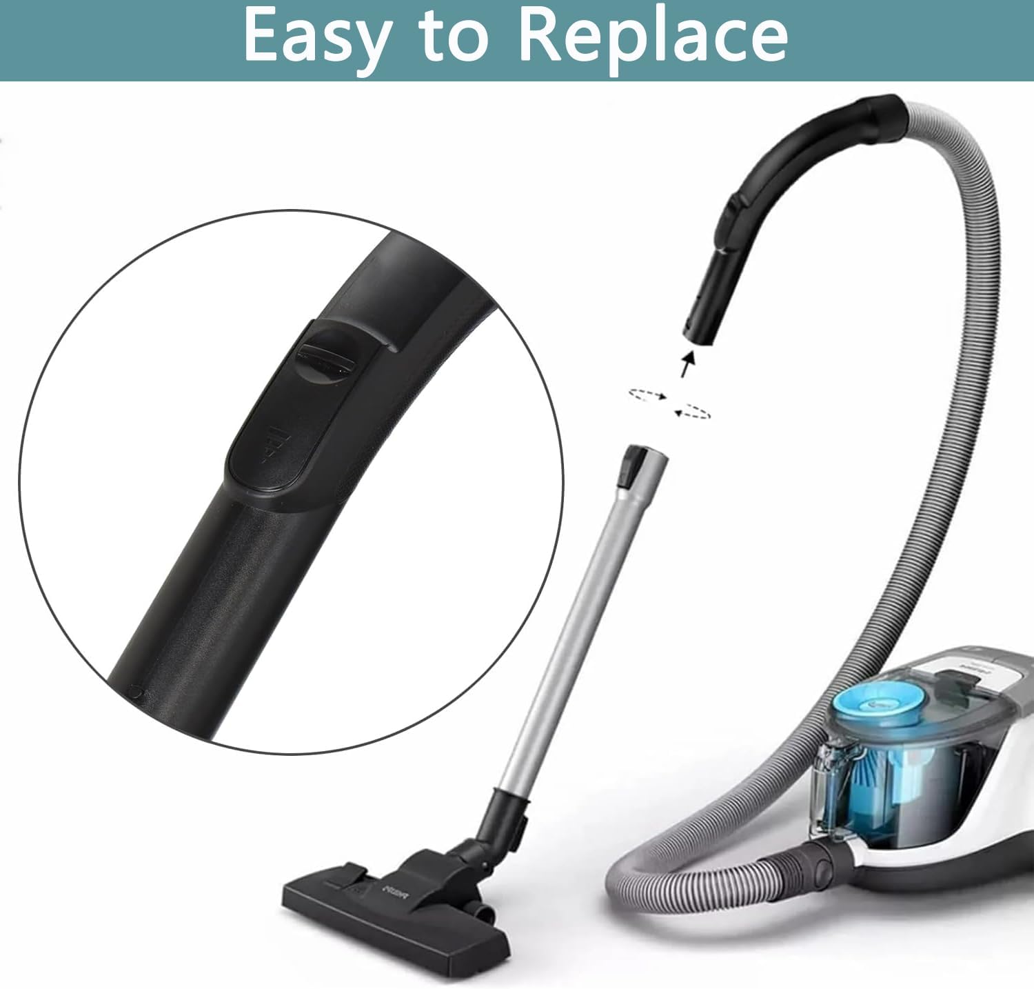 Vacuum Plastic Bent End Hose Compatible with Miele Vacuum Cleaner S2110, S501, S524 Compact C1 C2 C3 S4 S5 Canister Vacuum Attachment Replacement 9442601, 5269091, 5269090 Vacuum Part Hose Accessories