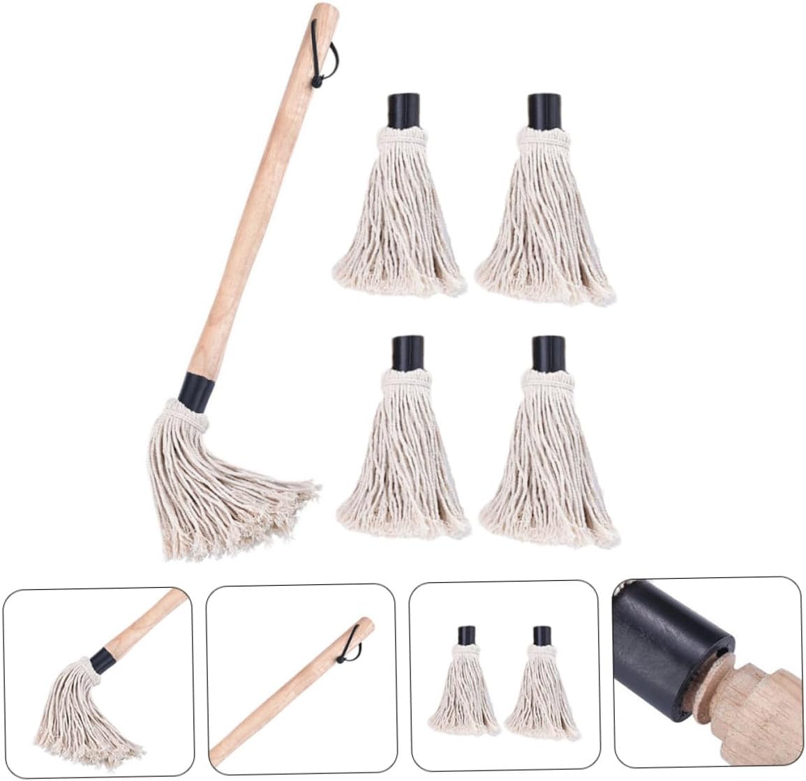 Replaceable Cotton Barbecue Brush with Handle Soft Cotton Yarn Head Cooking and Baking Basting Brushes for Grilling Steak Frying and Sauce Application Convenient Bbq Accessories