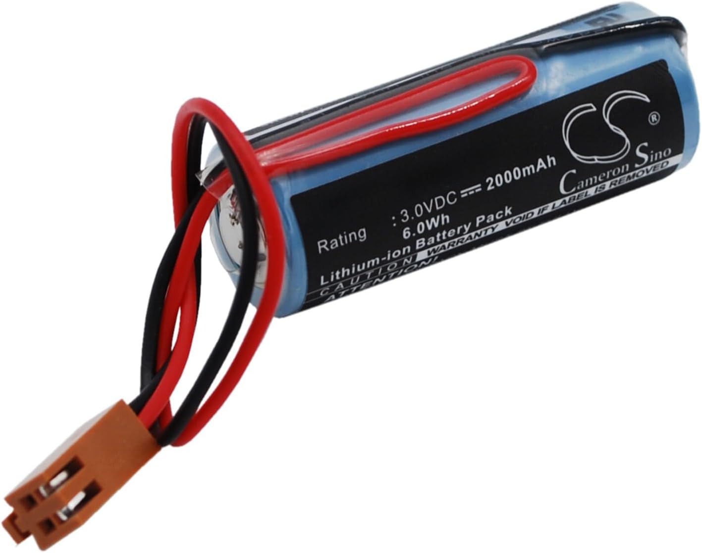 Angolato view of the replacement battery pack showing label details