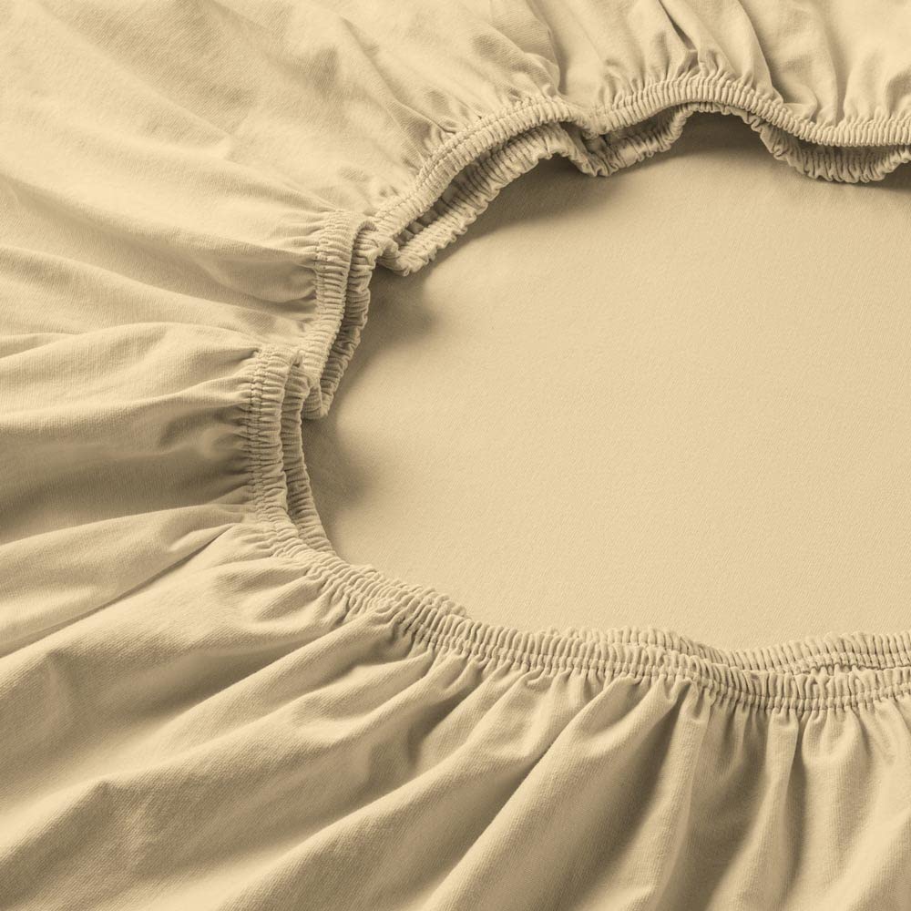 ESTELLA Spannbetttuch Feinjersey | Natur | 200x200 cm | bügelfreie & trocknerfeste Qualität | Rundumgummi | 100% Baumwolle