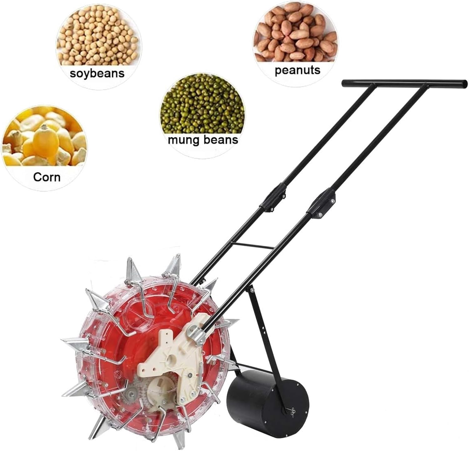 Walk-Behind Broadcast Spreader, Hand-Push Roller Seeder Precise Seeding Machine, Efficient Corn Seed Planter Agricultural Dispenser for Lawn & Garden, 12 Holes