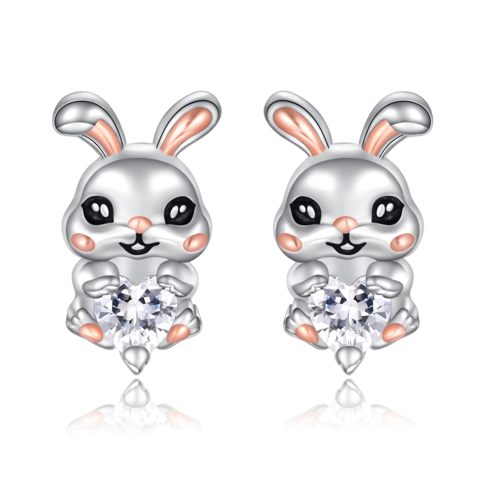 Hypoallergenic 925 Sterling Silver Animals Mushroom Stud Earrings Dog Bunny Pig Cow Otter Deer Ear Studs for Women Teens Girls