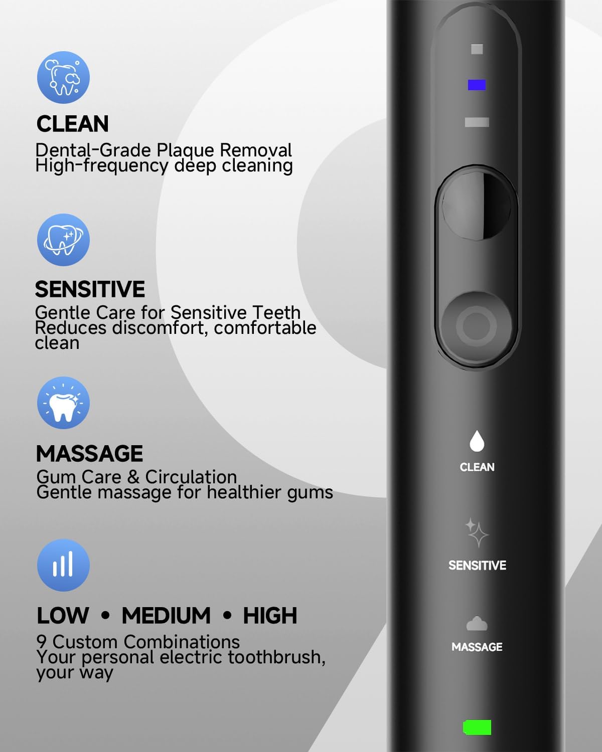 Electric Toothbrush for Adults with UV Cleaning, Drying Holder, Pressure Sensor, Smart Timer, Adult Electric Toothbrush Rechargeable Battery, 8 Replacement Brush Heads