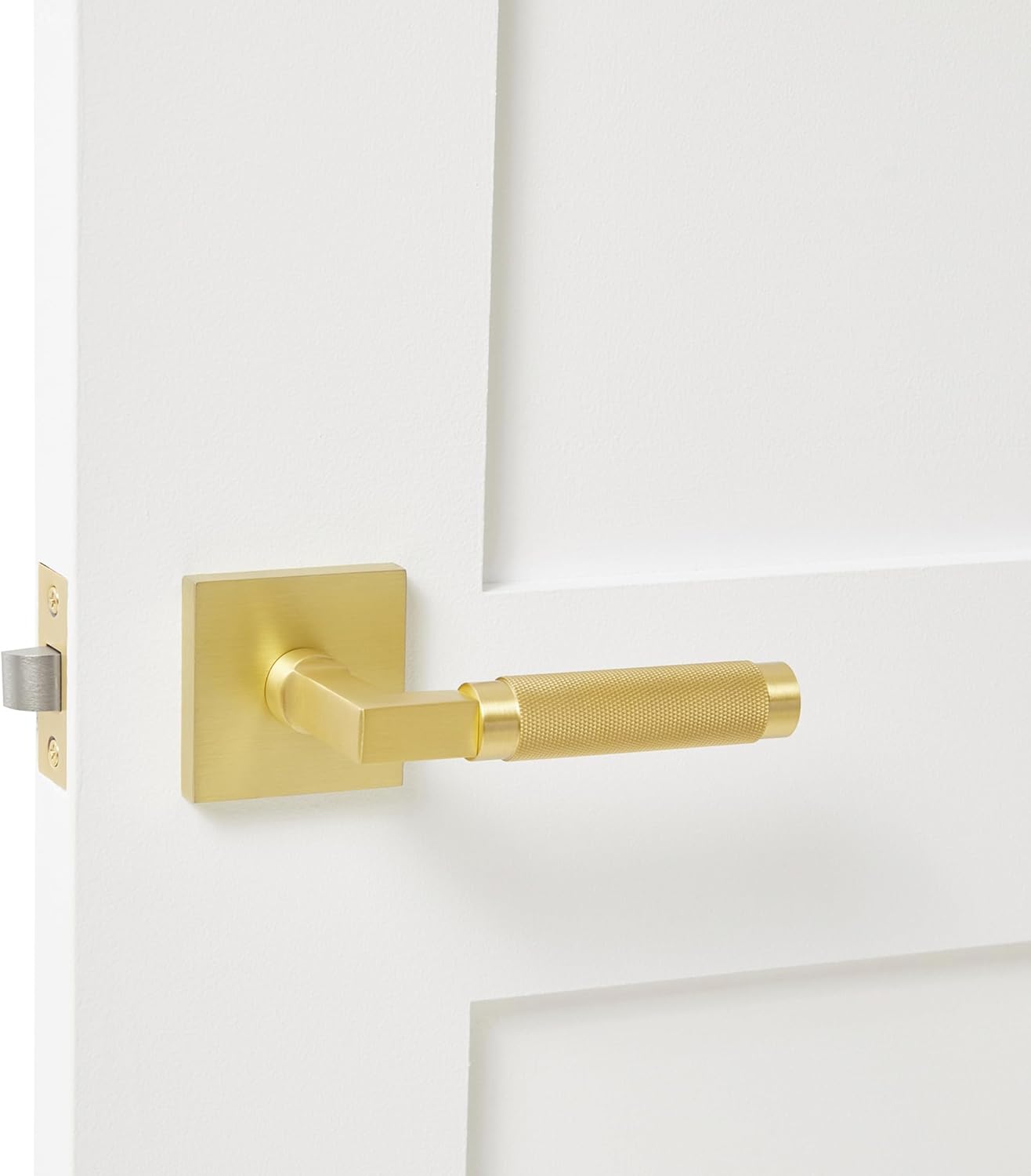 Explore Hardware Ibiza Solid Brass Passage Door Lever – Satin Gold for Hallway or Closet Doors