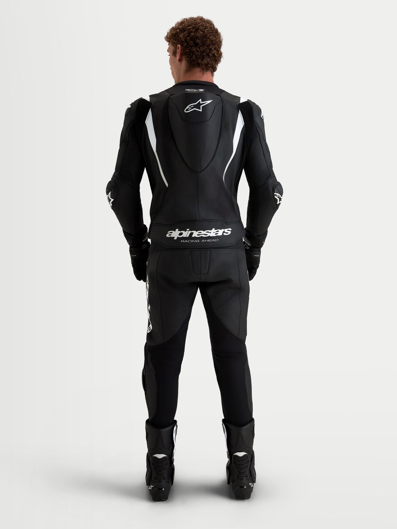 Alpinestars Missile V3 Tuta in pelle da motociclista a due pezzi, nero/bianco, 52