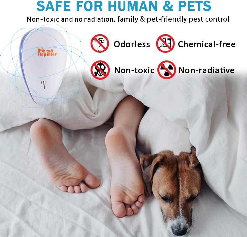 Ultrasonic Pest Repeller 6 Packs, Electronic Plug in Sonic Repellent pest Control for Bugs Roaches Flea Insects Mice Spiders Mosquitoes