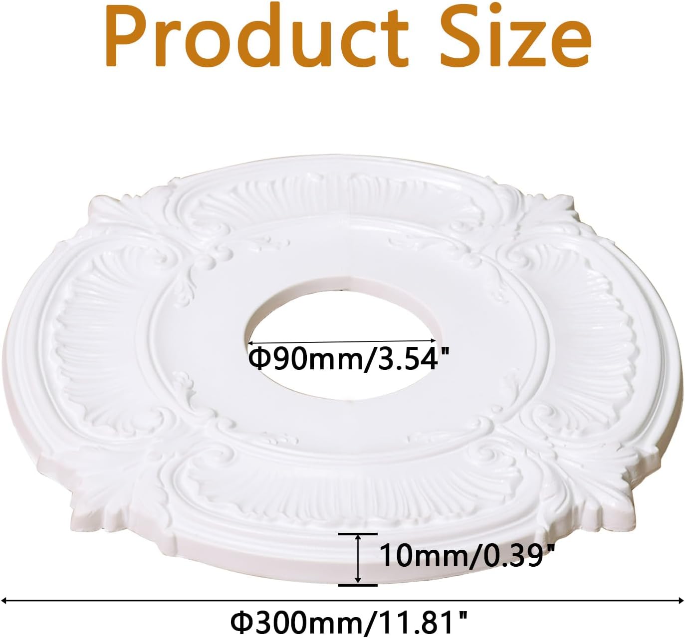 Ceiling Medallion PU Ceiling Fan Light Covers for Light Fixtures and Ceiling Fans Chandeliers 11.8" OD x 3.42" ID, Vintage Minimalist Design Easy Install (White-Split Design)