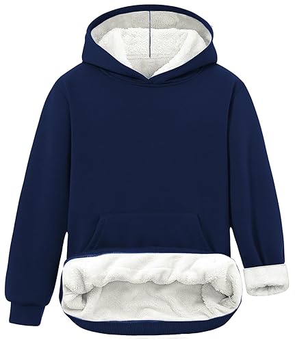7-16 Years Boys Fleece Hoodies Winter Warmth Hooded Sweatshirt with