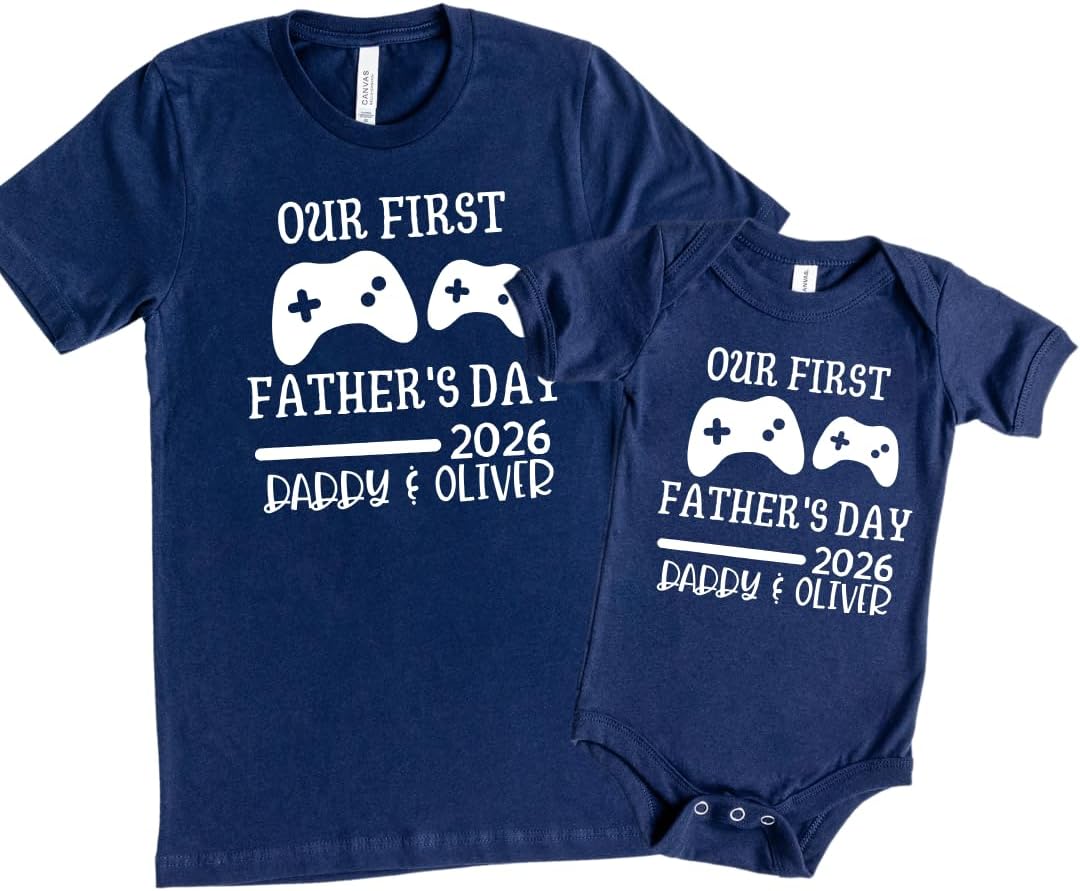 Gamer Dad Matching First Fathers Day Shirts, Our First Fathers Day Outfit for Dad and Baby Girl, 1st Father's Day Father Son Matching Shirts, Father Gifts from Baby, Daughter, Boy, Wife