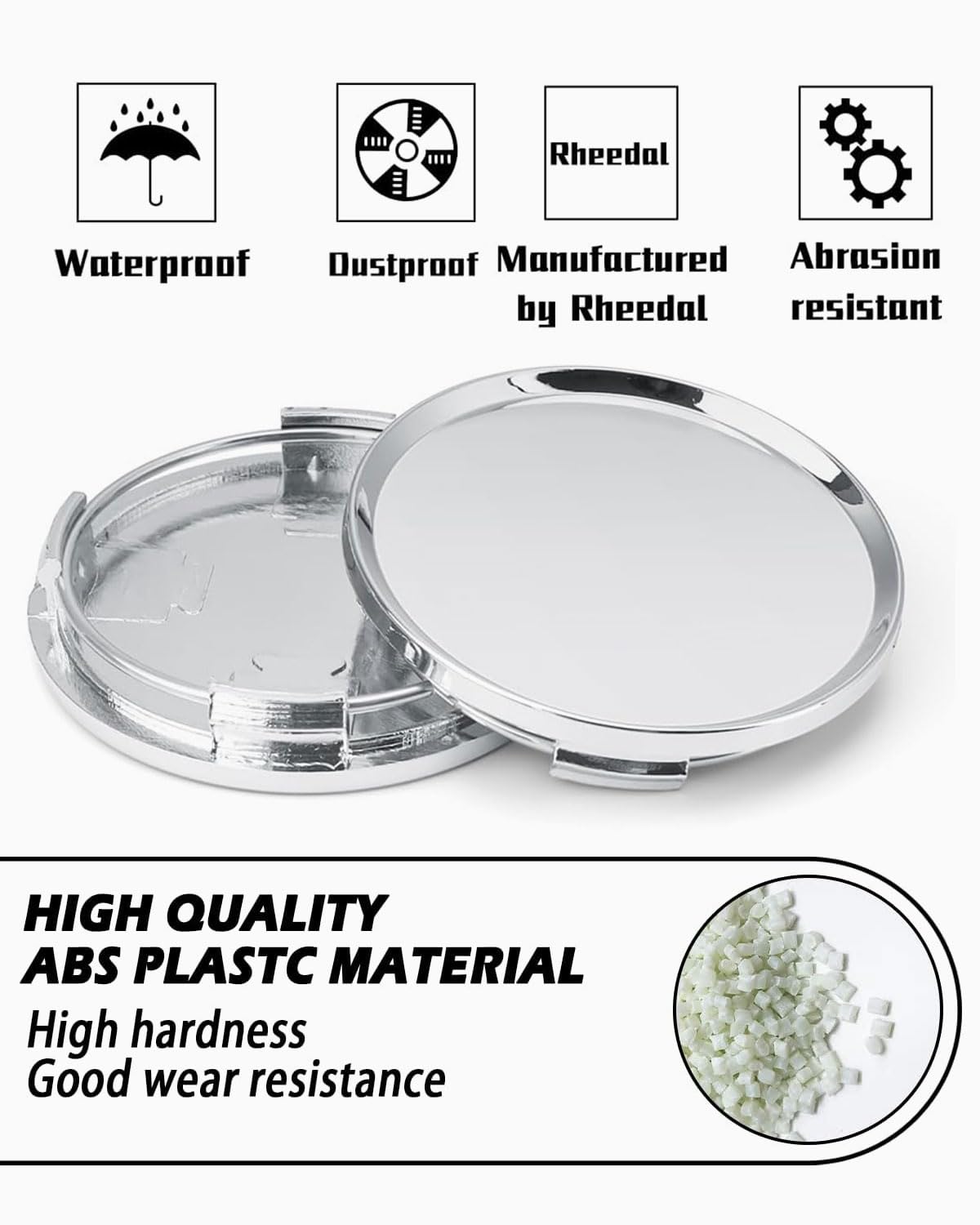 Coprimozzo Auto 60mm - Set 4 Pezzi In ABS Nero, Universali Per Cerchi - Foto 7