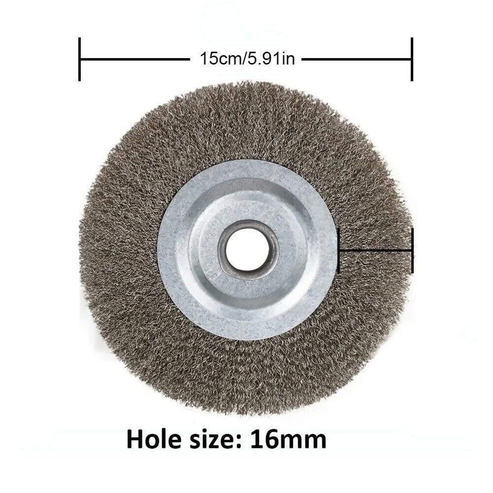 Spazzola circolare a filo ondulato da 1 pezzo, spazzola ruota a sottile in acciaio inossidabile for lucidatura di polvere metallica diametro esterno 10-15 mm(150mm)