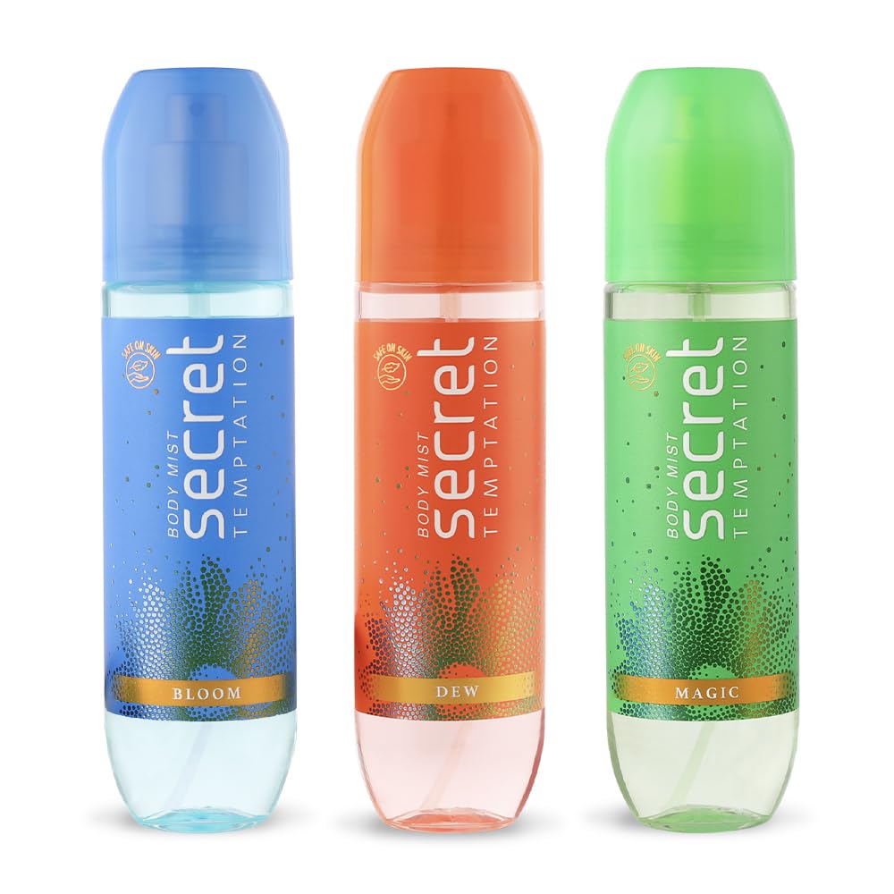 Secret Temptation Body Mist Combo for Women, Pack of 3 (135ml Each) l Bloom, Magic & Dew Body Mist l Long-Lasting Fragrance l Dermatologically Tested & Safe on Skin-image-45
