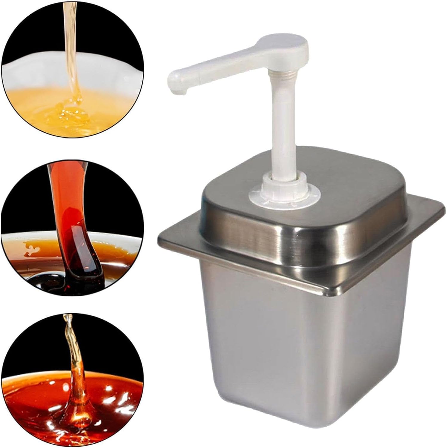 Set di dispenser manuale per salse, bottiglia a pompa per condimenti da 2,3 l con volume di erogazione da 30 ml, testa rimovibile per una maggiore durata, perfetto per ristoranti o uso domestico