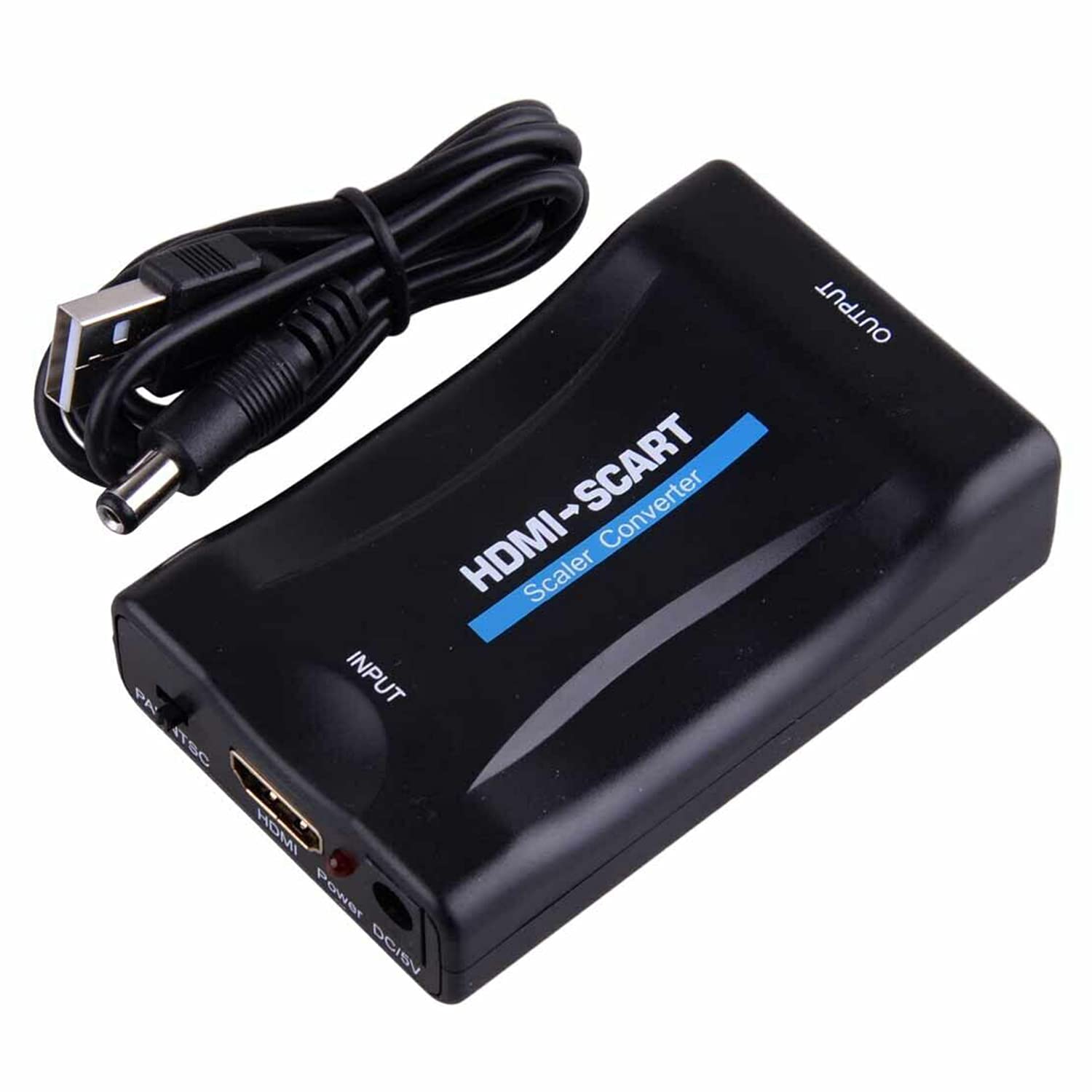 YJLX HDMI to SCART Converter HDMI Input SCART Output Adapter Composite Video HD Stereo Audio Adapter with Cable Supports PAL/NTSC Formats for DVD HDTV STB PS3 Sky DVD Blu-ray