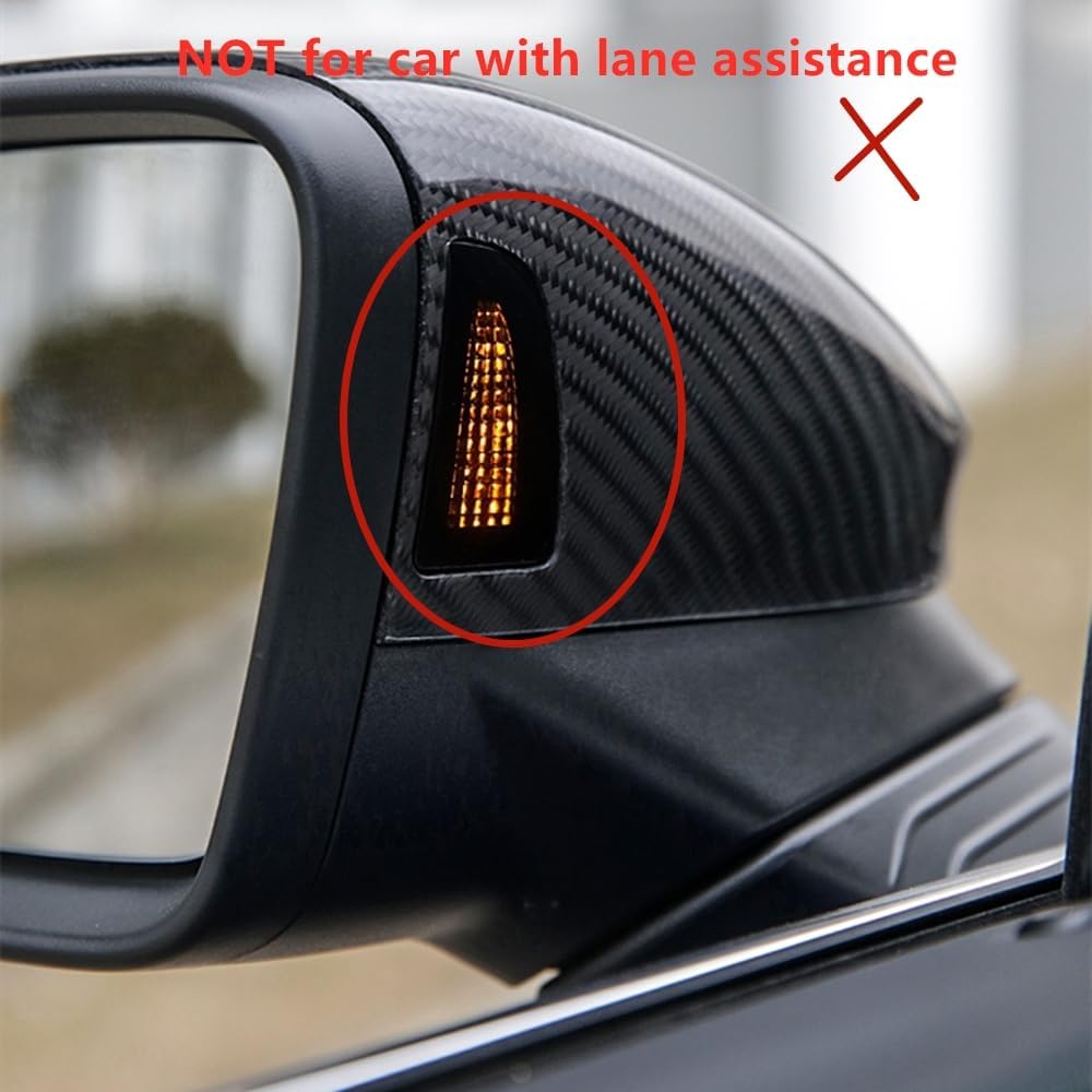 For Golf 8 MK8 VIII 2020-2021 Mirror Cover Cap with Lane Assist Carbon Fiber