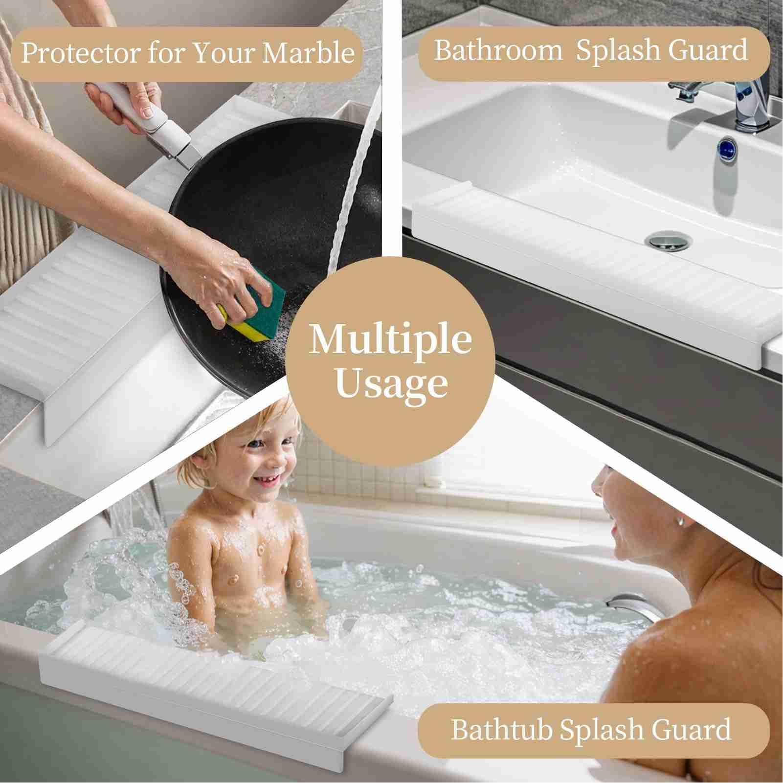 Sink Protectors for Kitchen Sink, Kitchen Sink Splash Guard, Silicone Faucet Handle Drip Catcher Tray, Faucet Handle Drip Catcher Tray, Countertop Protector Kitchen Sink (White)